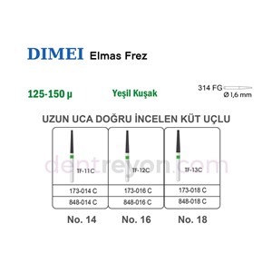 Uca Doğru İncelen Küt Elmas Frez (Uzun) No:16